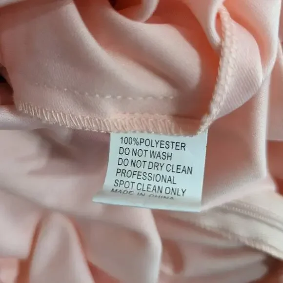 Ieena for Mac Duggal Blush Pink Tiered Chiffon Plunging V-Neck Maxi Dress 4 FLAW - Picture 5 of 13